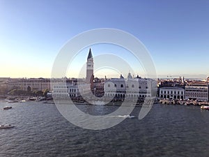 Side view from the bay to Â on the Piazza San Marko in Venice, Italy.